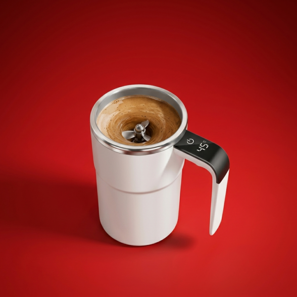 Electric USB-C Rechargeable Magnetic Self-Mixing Coffee & Tea Mug (380ml, IP67, BPA-Free, Food-Safe, 304 Stainless Steel) — (ELKMUG-01)